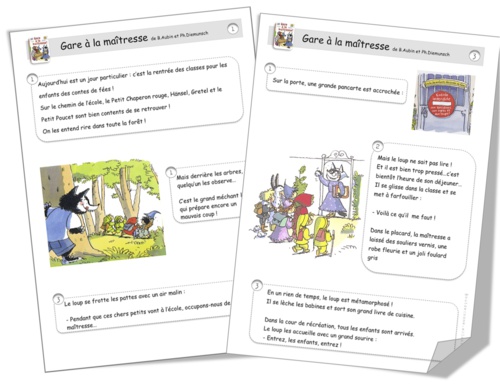 Gare à la maîtresse!  Lecture et exercices.