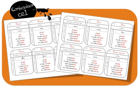 Cartes "mémoire" conjugaison cycle 2 et 3