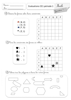 Evaluations CE1 1er semestre
