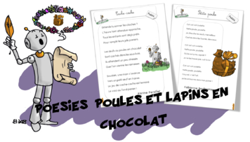 Poésies poules et lapins en chocolat
