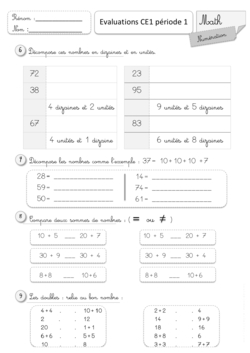Evaluations CE1 1er semestre