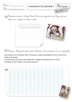 Evaluations CE1 1er semestre