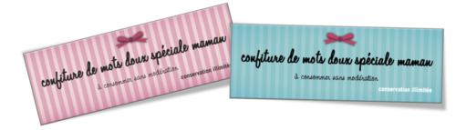 Etiquettes pots à confiture de mots doux fêtes des mères