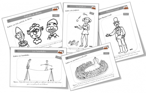 Coloriage-vocabulaire autour du cirque